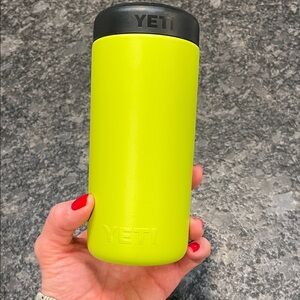 YETI Bright Green Slim Can Colster koozie